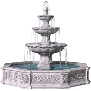 Large classic white garden marble outdoor Fountain 3D model