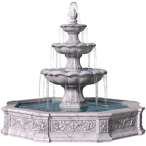 Large classic white garden marble outdoor Fountain 3D model