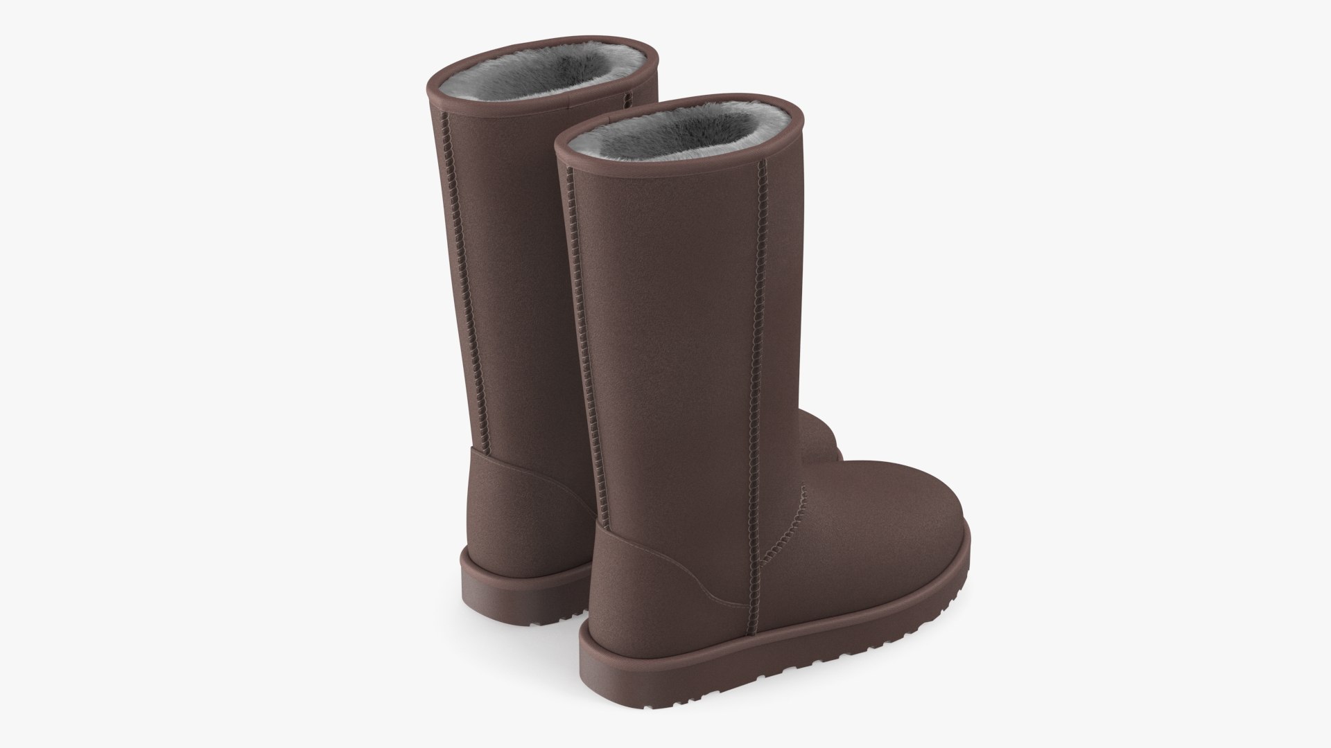Womens Classic Australian Slouch Boots Fur Brown 3D model preview