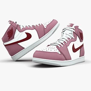 3D AirJordan 1 Retro HighOG Color Pink Red model