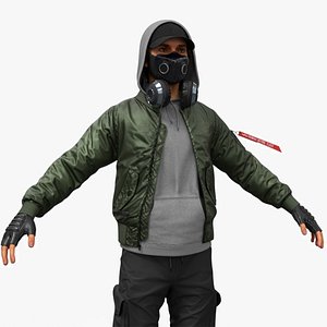 Hacker Character in Hoodie and Mask
