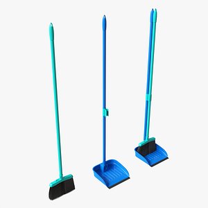 3D model Broom and dustpan set with long handles