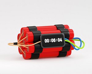 Cartoon Digital Time Bomb Dynamite 3D model