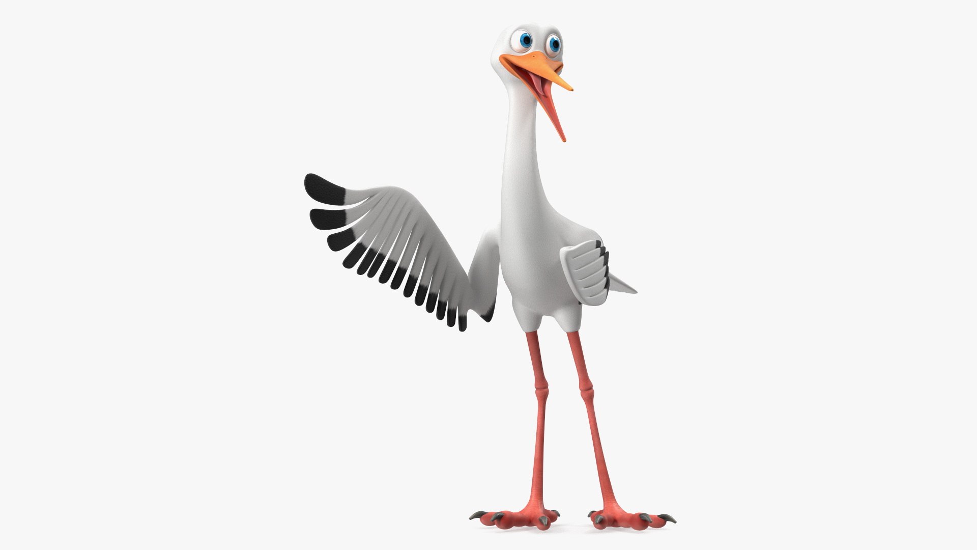 Cartoon Stork Rigged 3D model preview