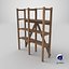 3D Old Wooden storage Shelf Low-poly PBR
