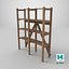 3D Old Wooden storage Shelf Low-poly PBR