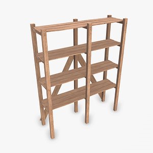 Old Wooden storage Shelf Low-poly PBR