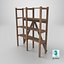 3D Old Wooden storage Shelf Low-poly PBR