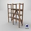 3D Old Wooden storage Shelf Low-poly PBR