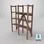 3D Old Wooden storage Shelf Low-poly PBR
