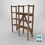 3D Old Wooden storage Shelf Low-poly PBR