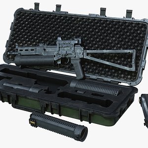 3D PP-19 Bizon and Case lowpoly Low-poly 3D model model