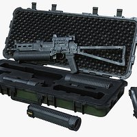 PP-19 Bizon and Case lowpoly Low-poly 3D model