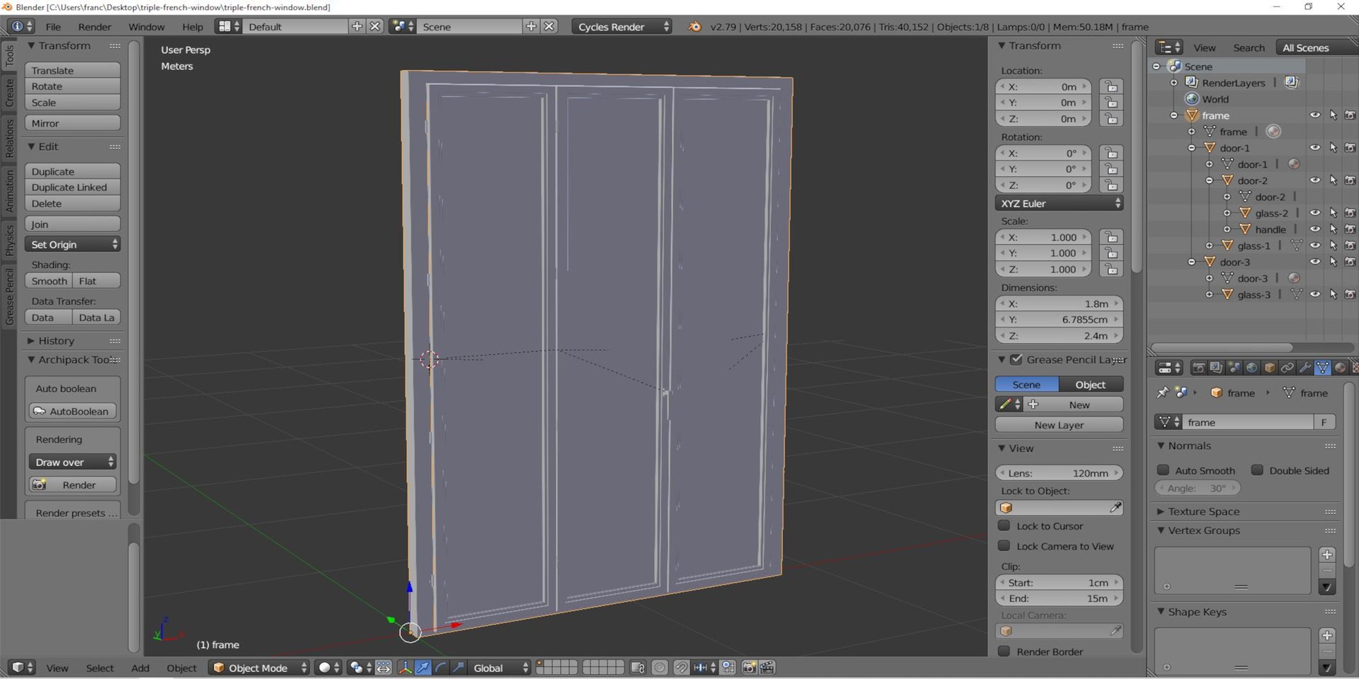 3D Triple French Window - TurboSquid 1810997