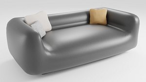 3D Sofa made of eco-leather with very soft filling in dark colors