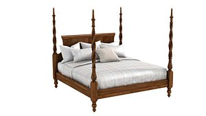 3D King Size Mahogany Plantation Poster Bed by Leighton Hall model