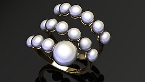 3D row pearl ring model
