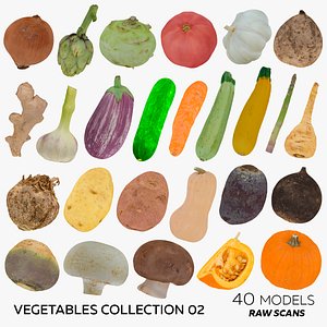 3D Vegetables Collection 02 - 40 models RAW Scans model
