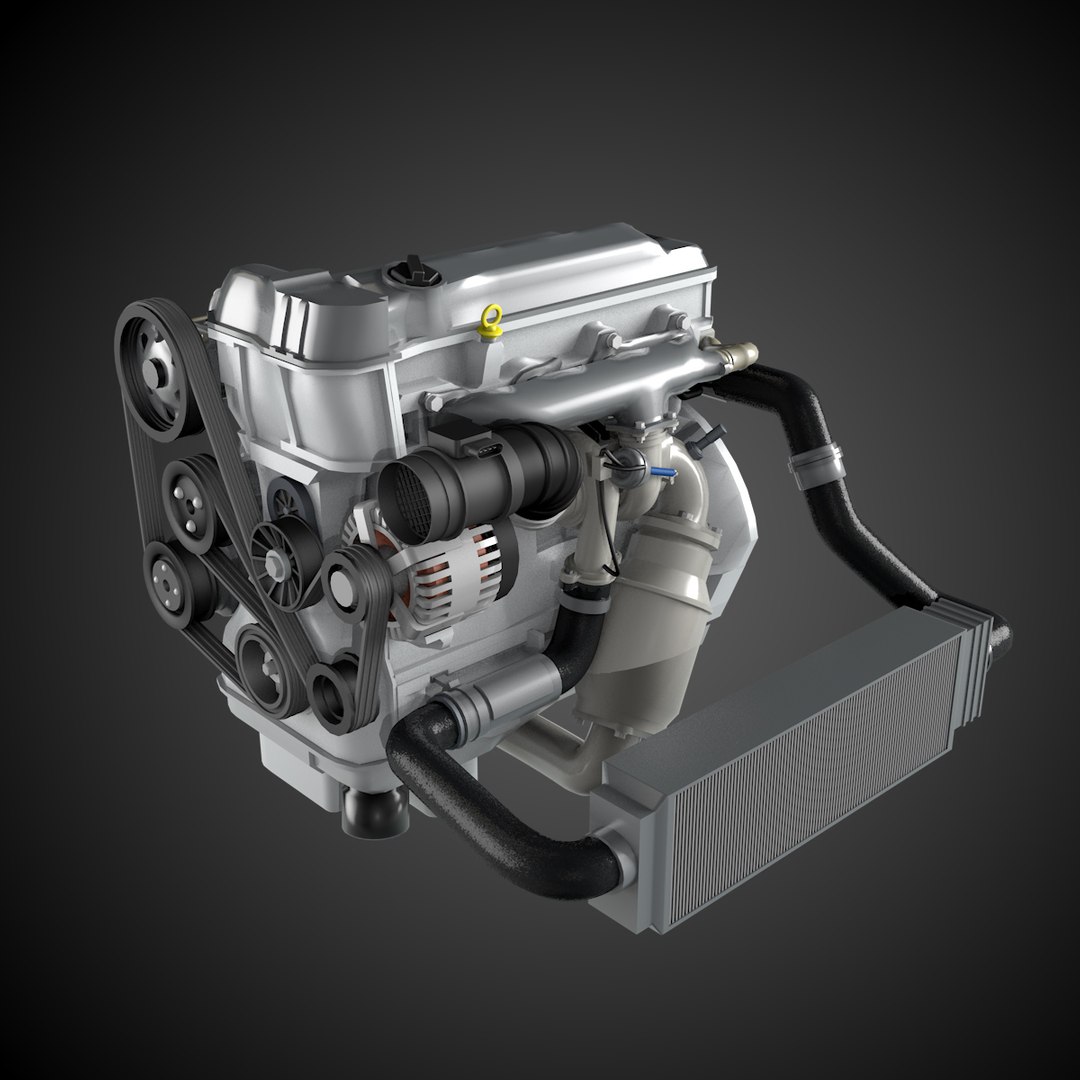 3d Model Generic 4 Cylinder Car Engine