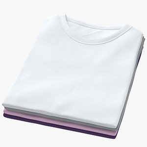 3D Female Crew Neck Folded Stacked Color Variations 04