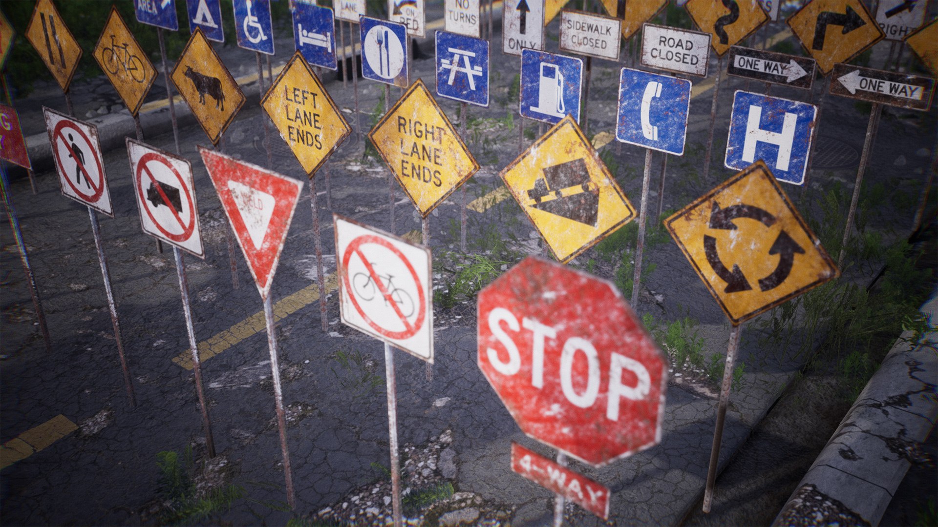 3D US Road Signs Package 120 Assets Model - TurboSquid 2193071