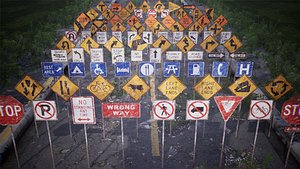 3D US Road Signs Package  120 Assets model