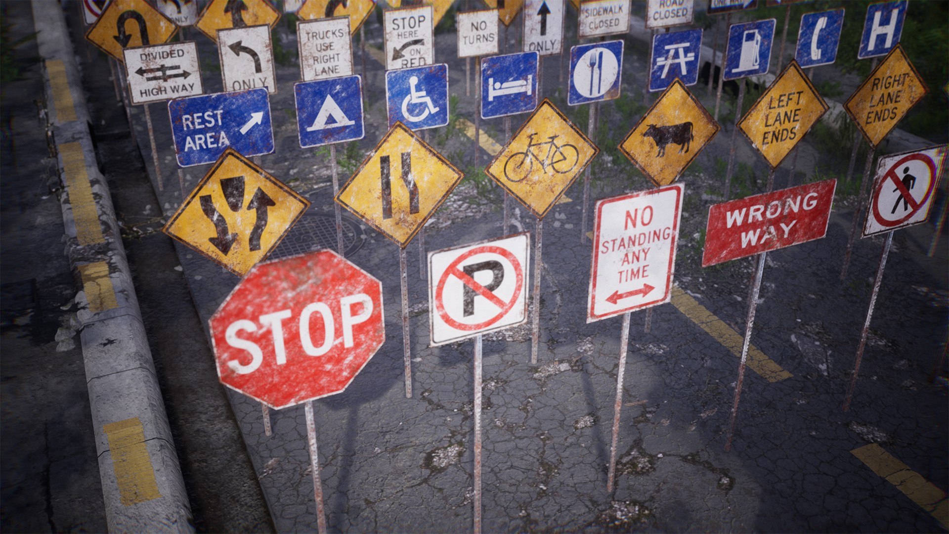 3D US Road Signs Package 120 Assets Model - TurboSquid 2193071