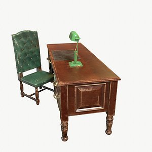 3D Writing Desk Chair Lamp 3D Interior Furniture