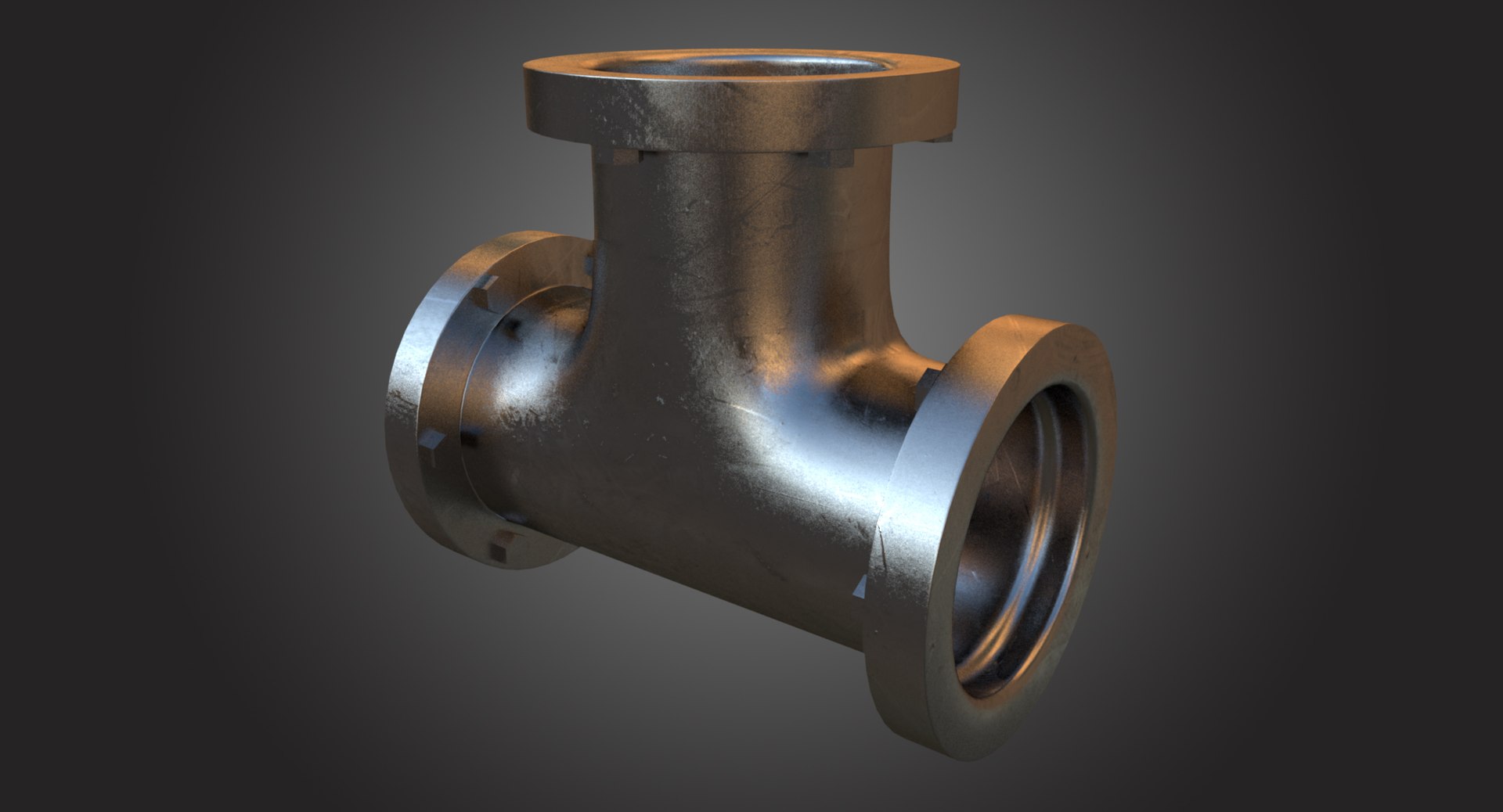 3d model of steel t pipe