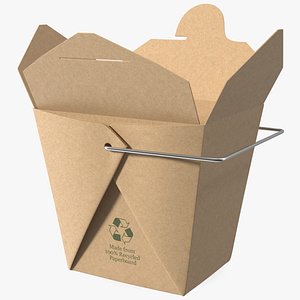 Kraft Paper Take Out Food Container 16 Oz Opened