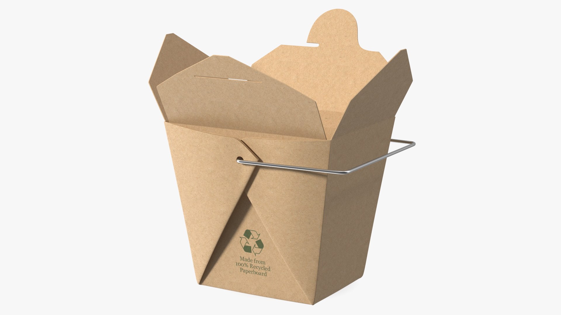 Kraft Paper Take Out Food Container 16 Oz Opened 3D model preview