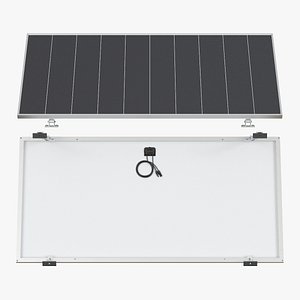 3D Shingled Cell Solar Panel Tilted with Wiring model