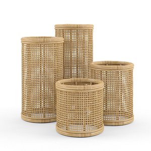 Natural Bamboo Basket Weave Hurricane Candleholder