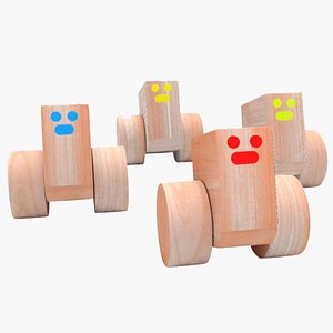 wooden cars laughing 3D