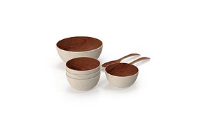 Bamboo Walnut Dinner Service Set model