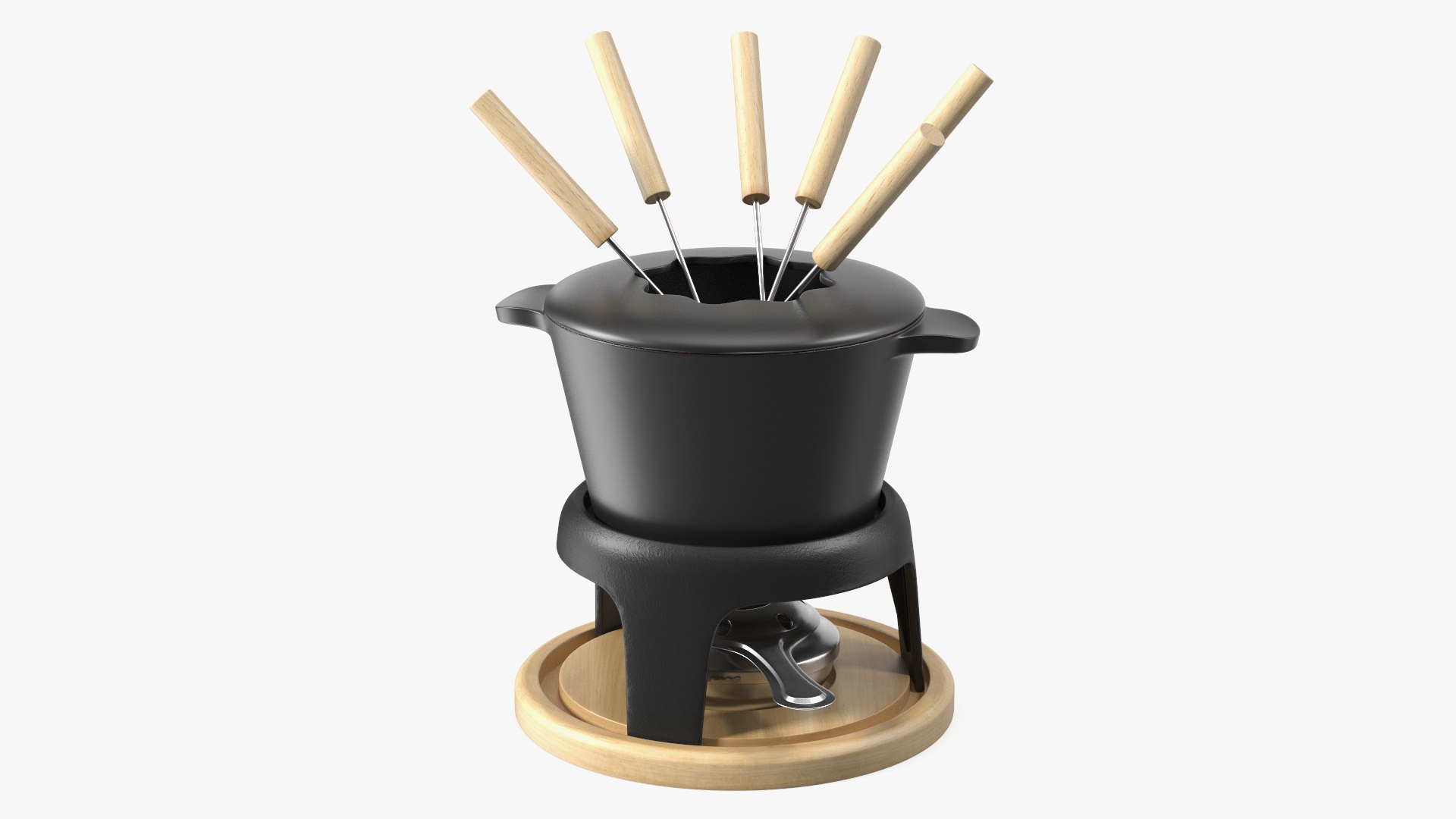 Cheese Fondue Set Black 3D model preview