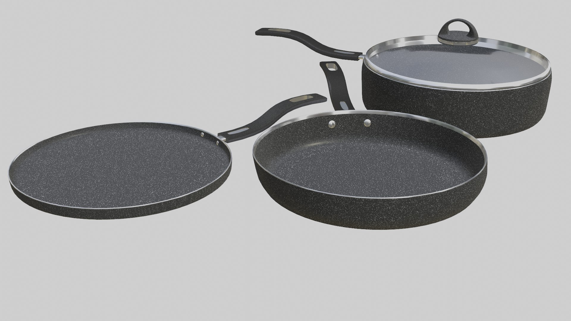 3D Set Of Frying Pan Model - TurboSquid 2317895