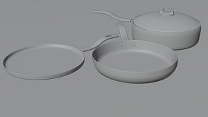 3D set of Frying  pan model