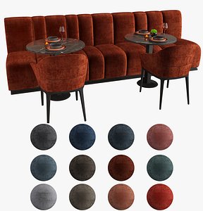 Straight Restaurant Cafe Sofa Tableware part3 - 12 colors 3D