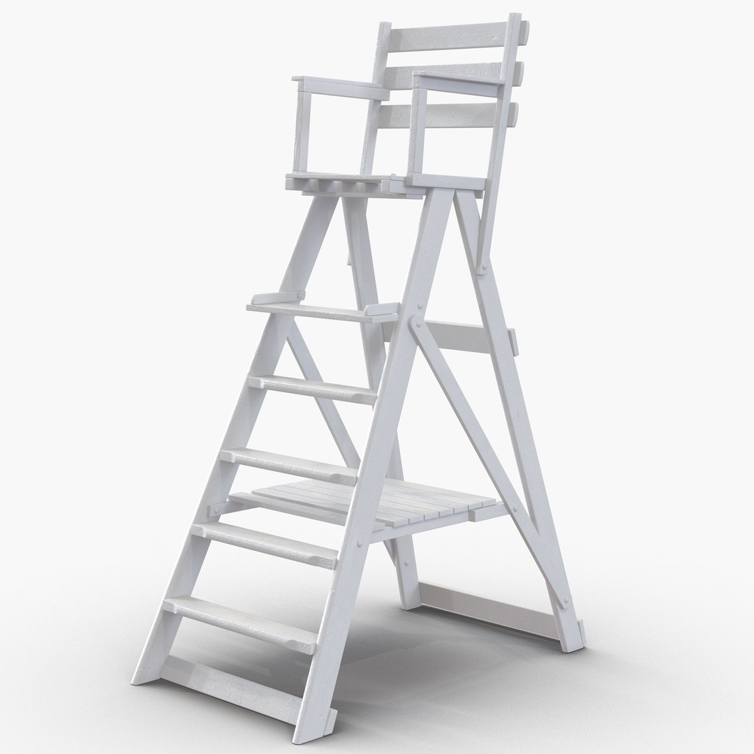 Classic Umpire Chair White 3D model preview