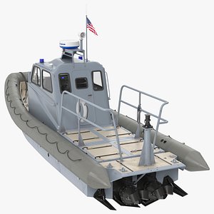 3D American Military Inflatable Assault Boat Rigged for Maya