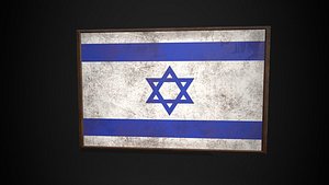 3D Old Picture Frame With Israel Flag - Game Ready PBR Low-poly 3D Model model