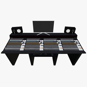 3D Recording Studio Mixing Desk with Monitors model