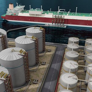 LNG Carrier Docked at Import Terminal