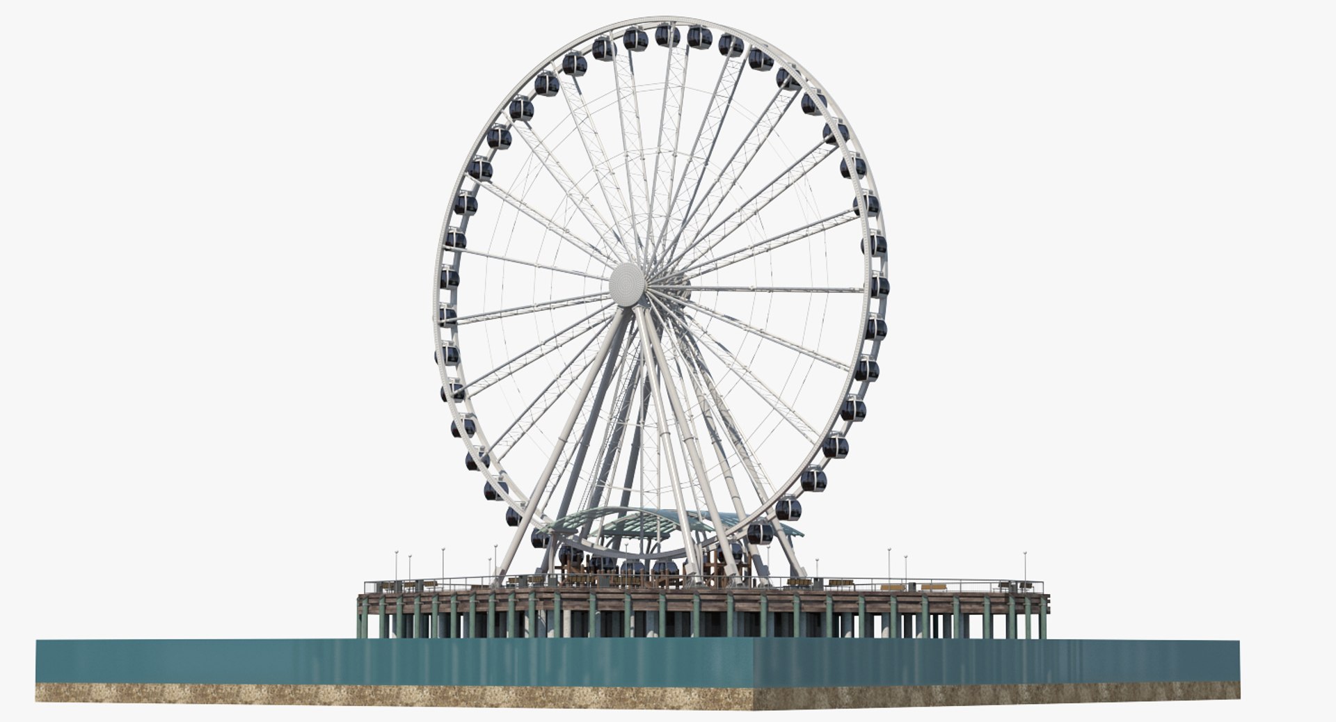 Seattle Great Ferris Wheel at Pier 3D model preview