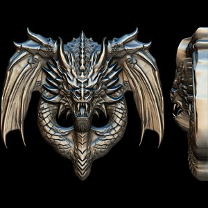 Dragon Head Relief No12 3D print model 3D model
