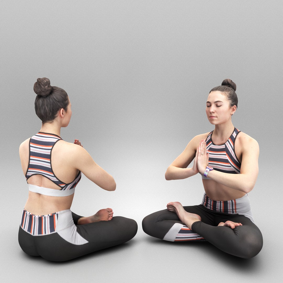 3D rendering of a black, young woman sitting in a lotus yoga pose with her  eyes closed. Image is isolated against a white background Stock Photo -  Alamy