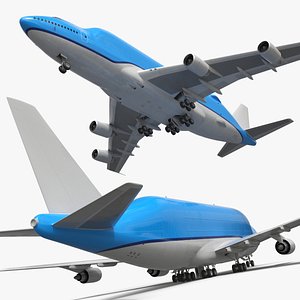 Large Cargo Transport Aircraft Blue White 3D model