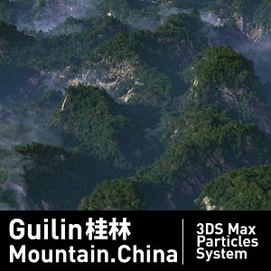 3D trees particles systems mountain model