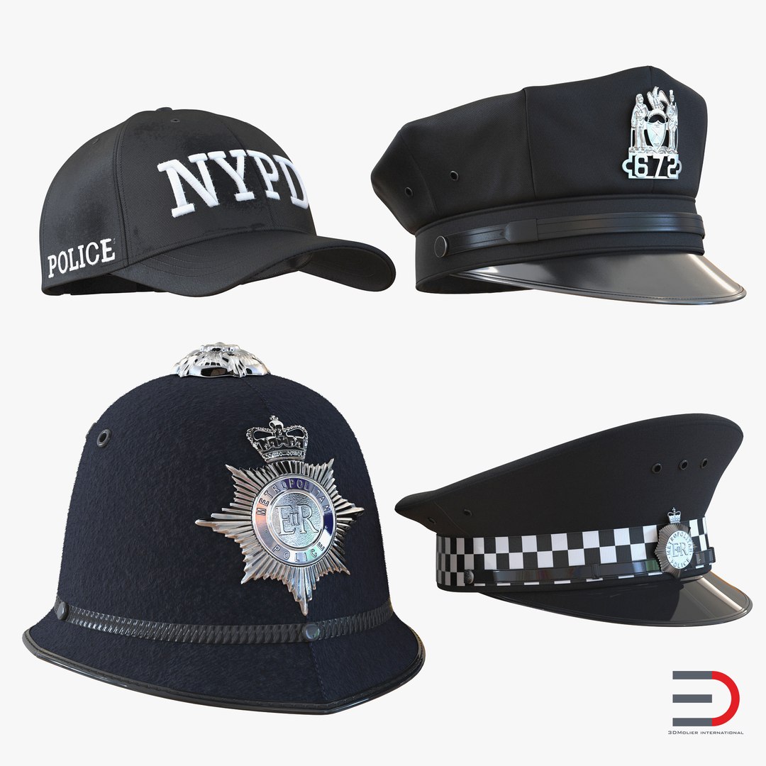 Police Hats 3D Models Collection 2 3D model preview